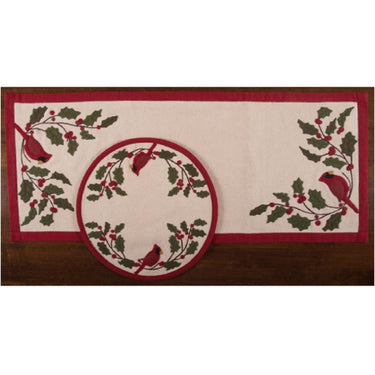 Cardinal Holly Felt Table Runner TRRE0333 - The Fox Decor